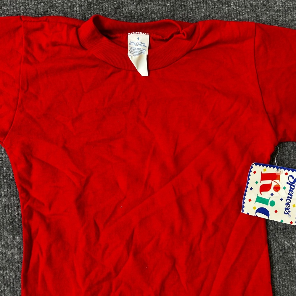 Spencer's Kids Shirt Unisex Size 4 Red Long Sleeve Cotton Blend Basic